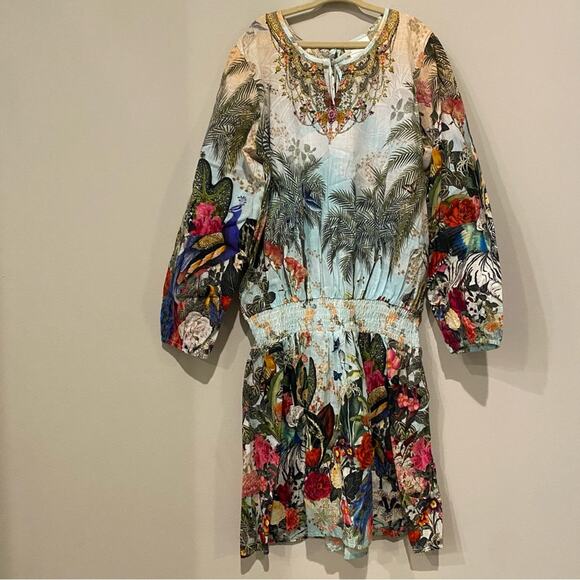 Milla by Camilla Kids Cotton Mixed Print Bejeweled Floral Long Sleeve Dress - Picture 3 of 8